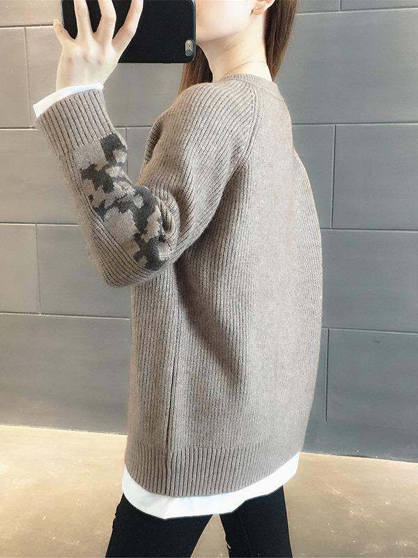 Trendy Autumn & Winter 2024 Faux Two-Piece Women's Sweater - Cozy, Thick, and Stylish Layering Essential