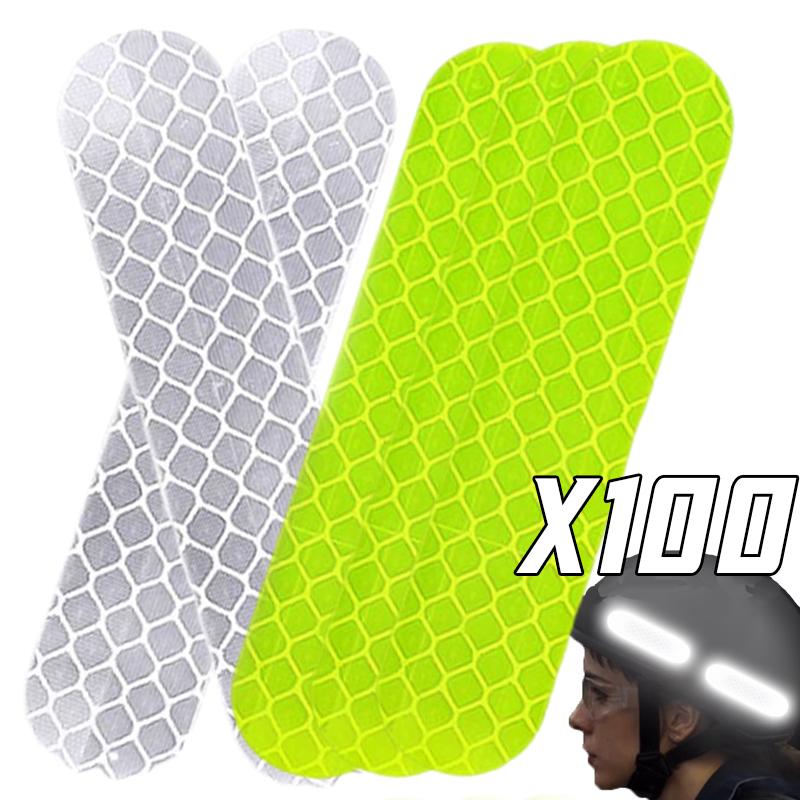 Helmet Warning Reflective Stickers Bicycle Motorcycle Car Decal Accessories Night Safety Driving Fluorescent Decor Stickers