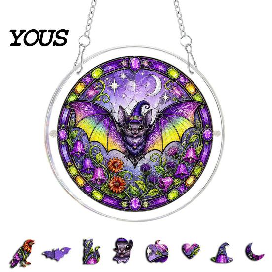 Halloween Party Decor Acrylic Puzzle Suncatcher, 7.87 Inch Sun Catcher Window Suncatcher Hanging Ornament, Ideal for Gifting and Home Festive