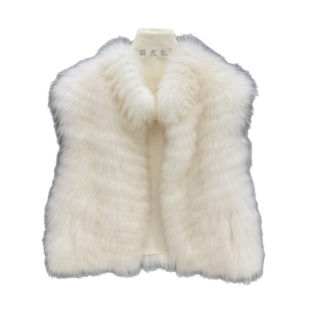 Out-of-season fox fur, striped vest, fashionable and warm in autumn and winter, super thin fur