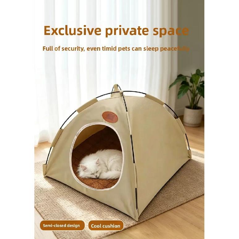 Foldable Pet Cat Tent Suitable All Four Seasons Closed Design Breathable Cat House Waterproof Stable Pet Kennel Outdoor Camping