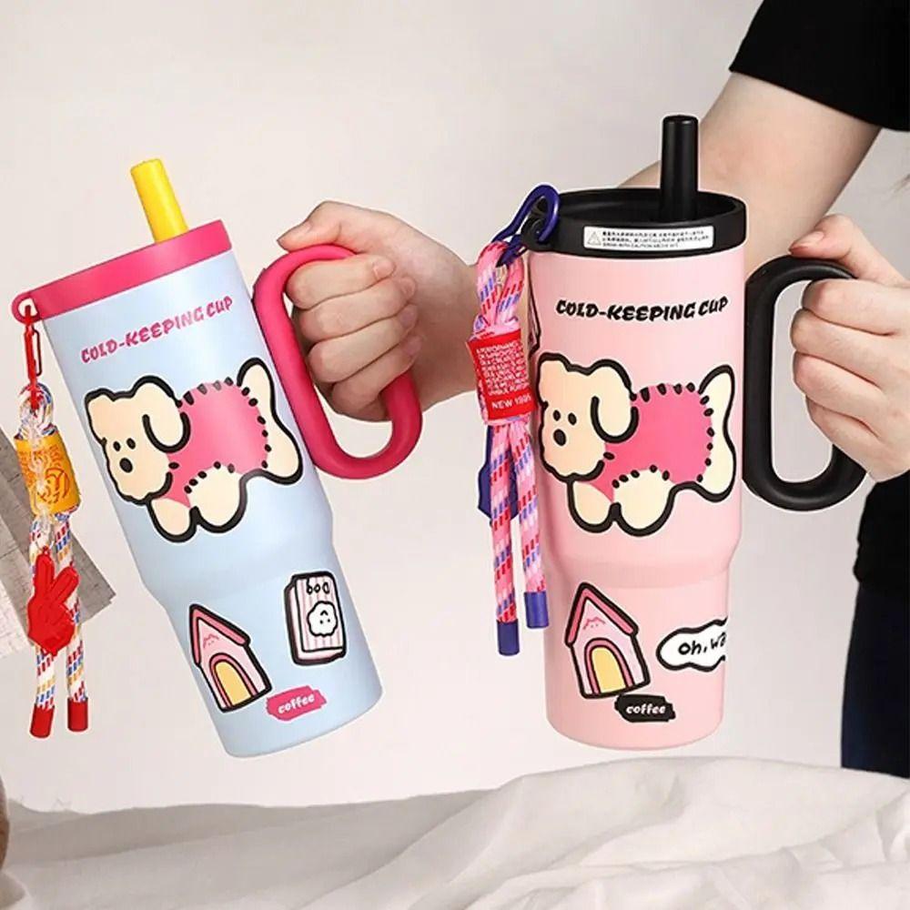 720ml Thermal Water Bottle Leak Proof Drinking Straw Cup Milk Tea Cup Outdoor Insulated Mug  Sports