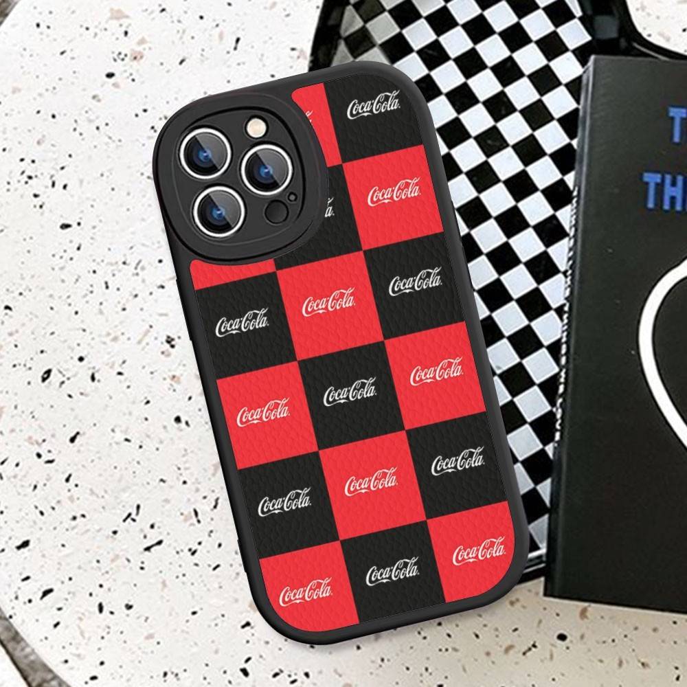 Coca-cola Vintage Leather Phone Case For IPhone 16 15 14 17 Pro Max 11 12 Mini Plus Soft Shell