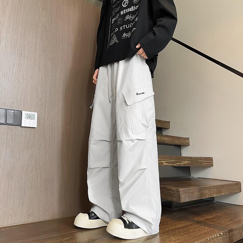 Men's Multi-Pocket Loose Straight-Leg Cargo Parachute Pants