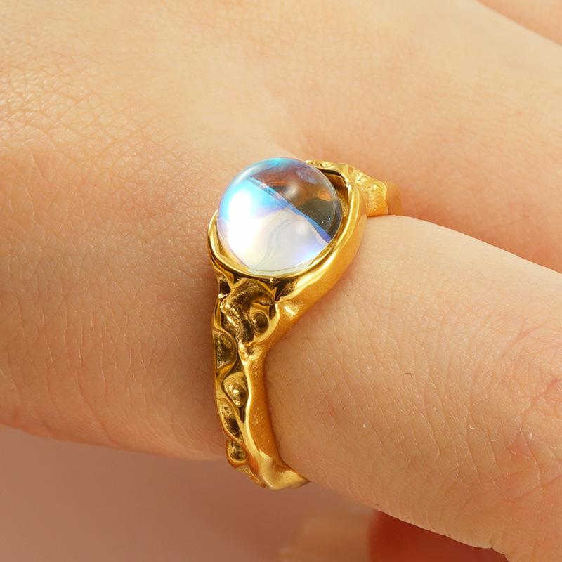 Bague ouverte 2026 Pierre Lumineuse Bague Zirconium Rétro 18K pour Femme