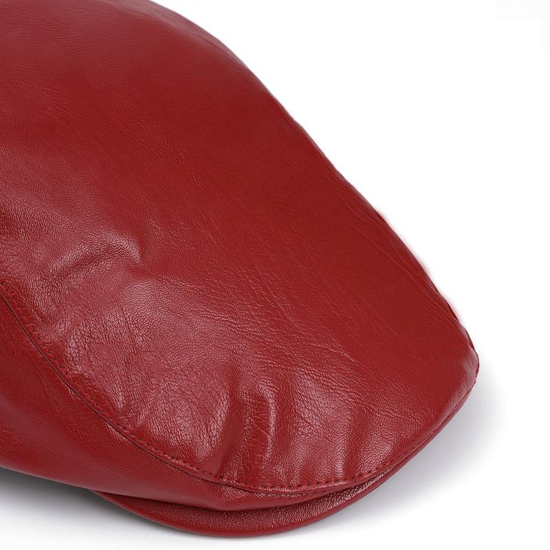 Leather Beret Men's Autumn Winter Warm British Peaked Cap Women's Forward Cap Painter Cap