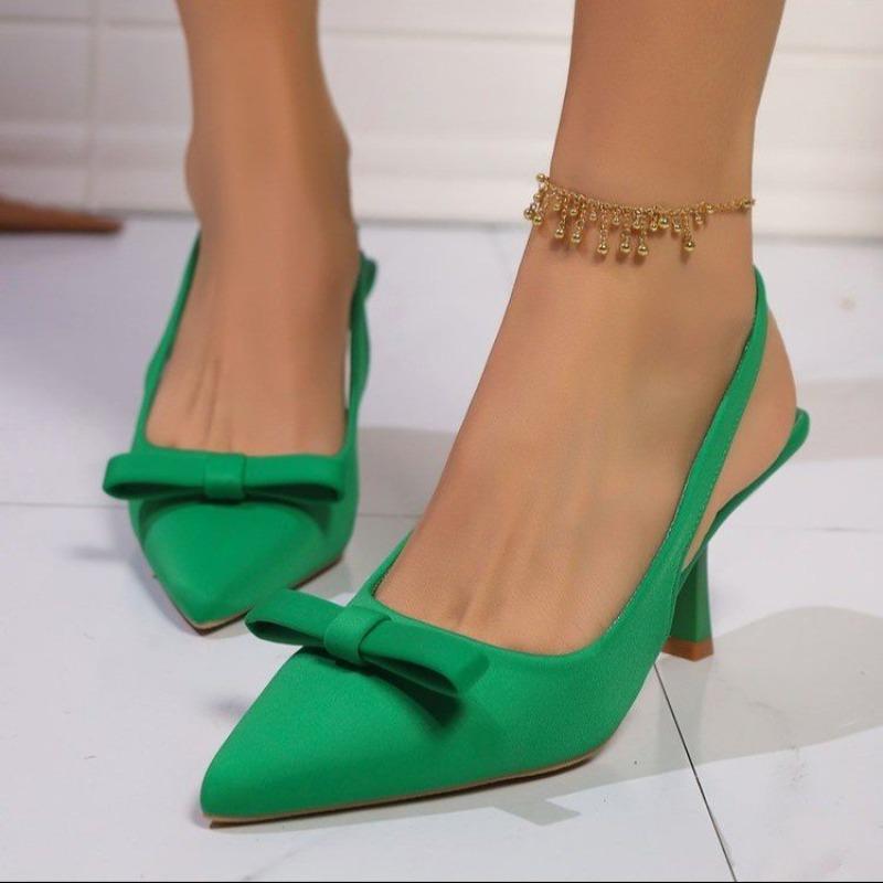 Fashion Women's Fashion Baotou Sandals Summer New Pointed Head Shallow Mouth Butterfly Knot Anti-slip Wear-resistant High Heels