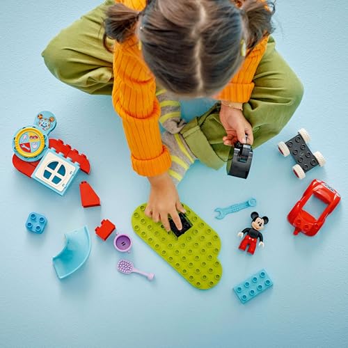 LEGO Duplo Micky Maus Clubhaus und Autos Spielzeug, Geburtstagsgeschenk, Lernbausteine, Jungen und Mädchen, Alter 1,5, 2 und 4, Rollenspiel, Disney T