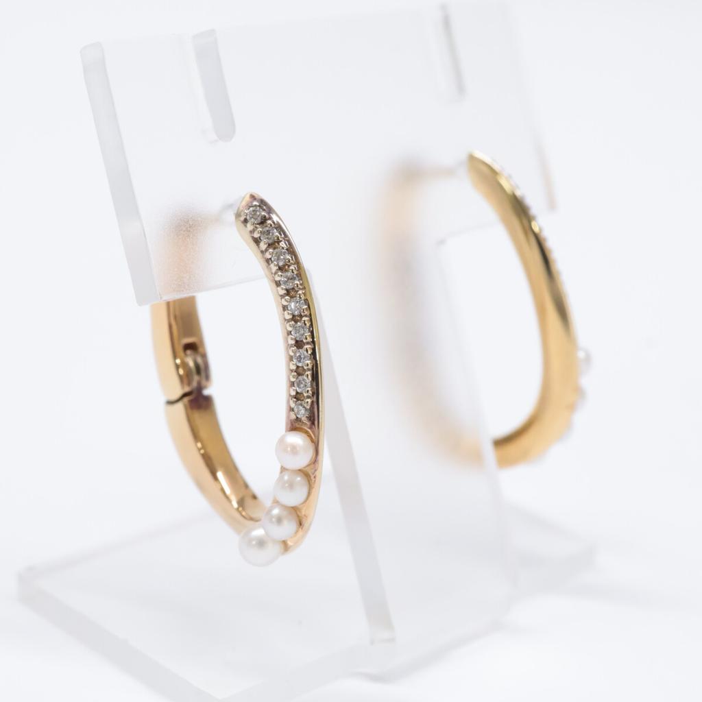 ete [Beautiful Condition] 925 K18 Pearl Bijou Hug earring Yellow gold platingUsed