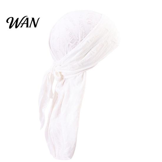 Lightweight Turban Hat Sweat Wicking Pirate Hat, Vintage Ripped Holes Head Wrap with Adjustable Travel-friendly Ribbon, Street Style Washed белый