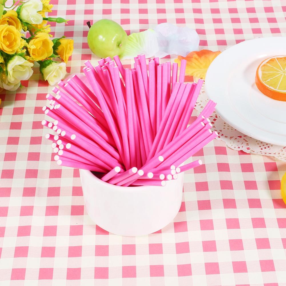 100 Pcs Set Colorful Lollipop Sticks Cake Pop Sticks for Candy Sweet Chocolate 10cm DIY Making