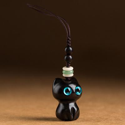 Blessing Cute Cat Shape DIY Making Accessories Wood Car Keyring Sandalwood Key Chains Jewelry Findings Keychain Components