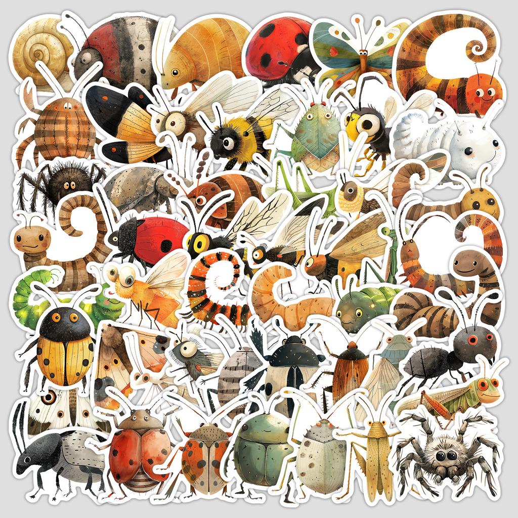 50 Bug Graffiti Stickers Mobile Phone Computer Suitcase Waterproof Decorative Stickers Cartoon Bug Stickers