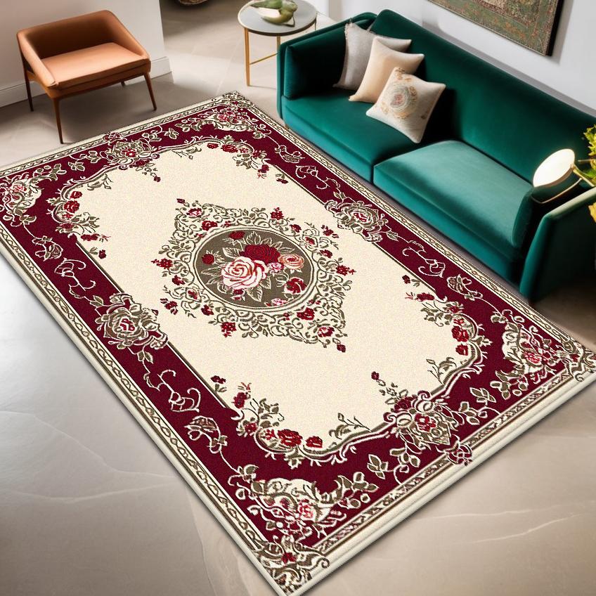 Böhmischer Teppich Wohnzimmer Heimdekoration Luxus Rutschfest Große Raumteppiche Blumendesign Leicht zu Reinigen Couchtischmatte Weich
