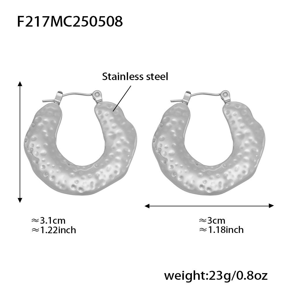 18K Gold-Plated Geometric U-Shaped Metal Texture Earrings, Non-Fading and Fashionable.