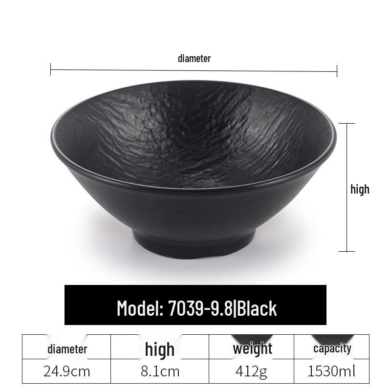 Black Melamine Straw Hat Design Bowl