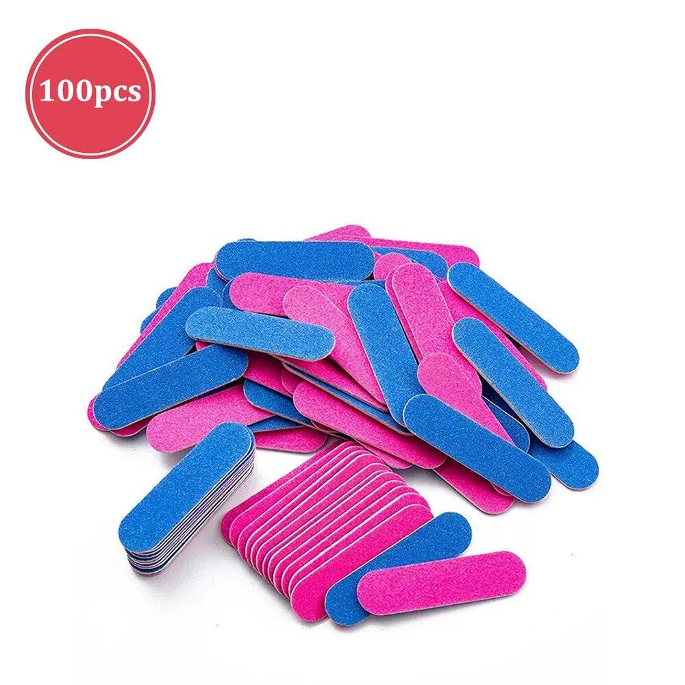 50/100Pcs Double Side Nail Files Mini Sanding Buffer Block Set For Gel Polish Manicure Pedicure Salon Nail Art Tool Matte Pen Na