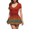 Women's Fashion Sexy Printing Short Sleeve Round Neck Bubble Hem  Dress