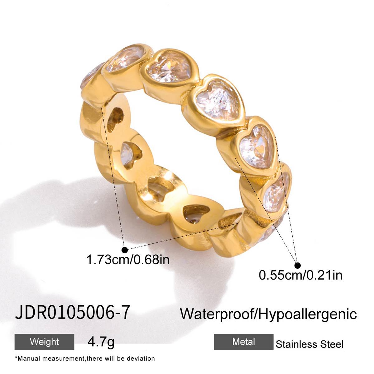 Design sense 18K gold, love white flash zircon stacked with zirconium ring jewelry no. 6