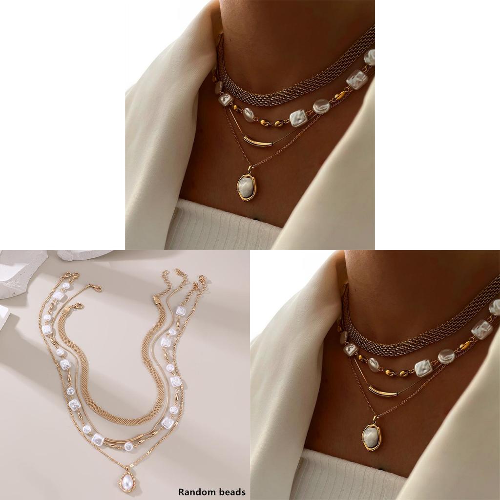 Geometric Pendant Necklace For Women With Alloy Chain Summer Jewelry Set