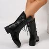 Fashion 2025 Autumn and Winter Fashion New Casual Plus Warm Round Toe Zipper Solid Color Comfortable Pu Leather Women's Ankle Boots 529
