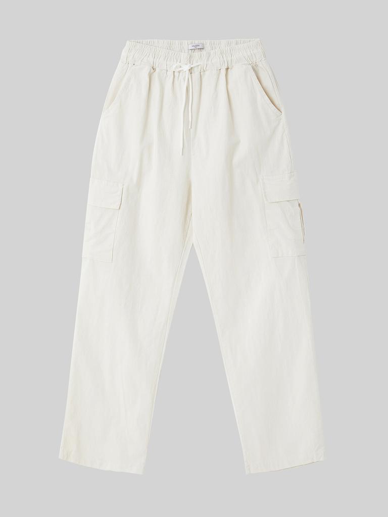 IKALOOK Linen Washed Cargo Wide Pants Cpt135