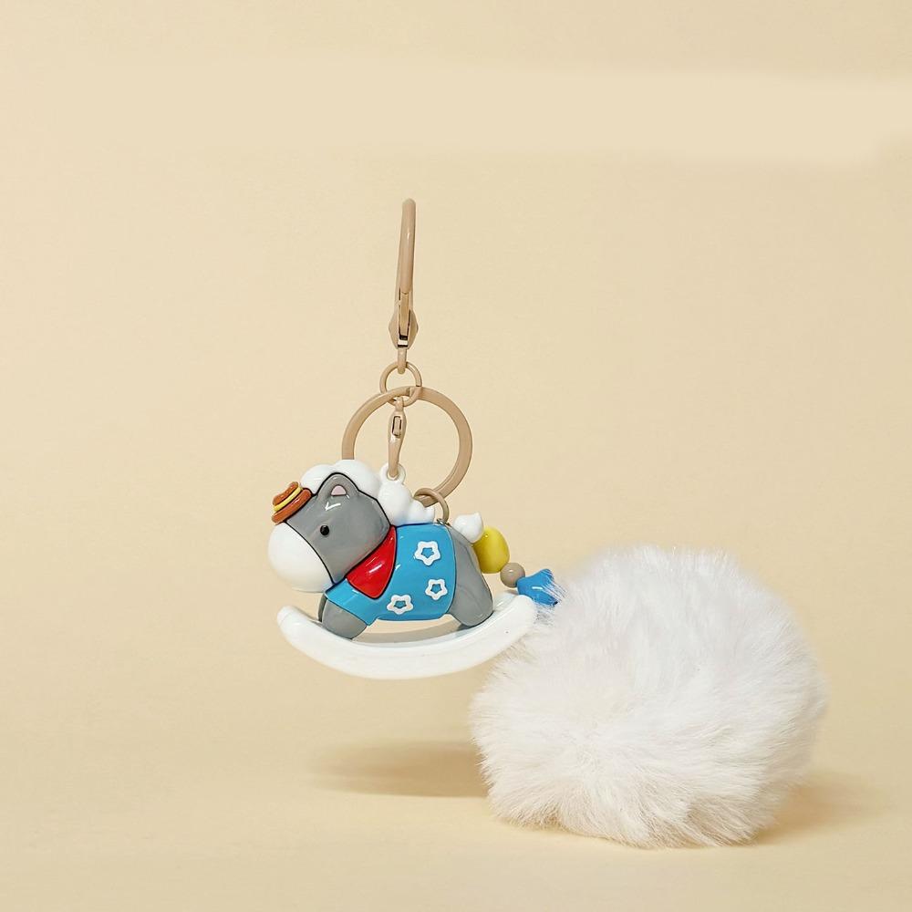 

Chinese Style Cartoon Horse Bag Pendant Plush Ball New Year Keyring Chinese New Year білий
