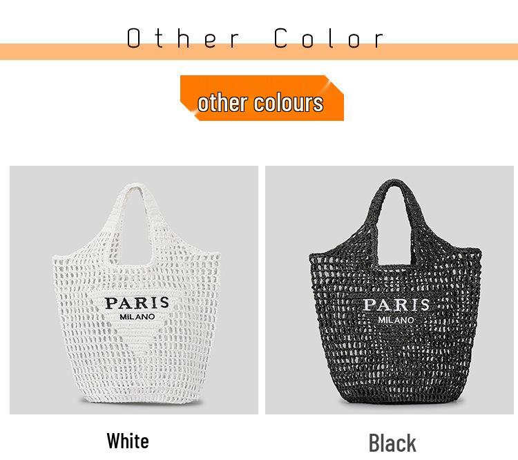Handmade Straw Embroidered Letter Tote - Spacious, Versatile Woven Shopping Bag for Women