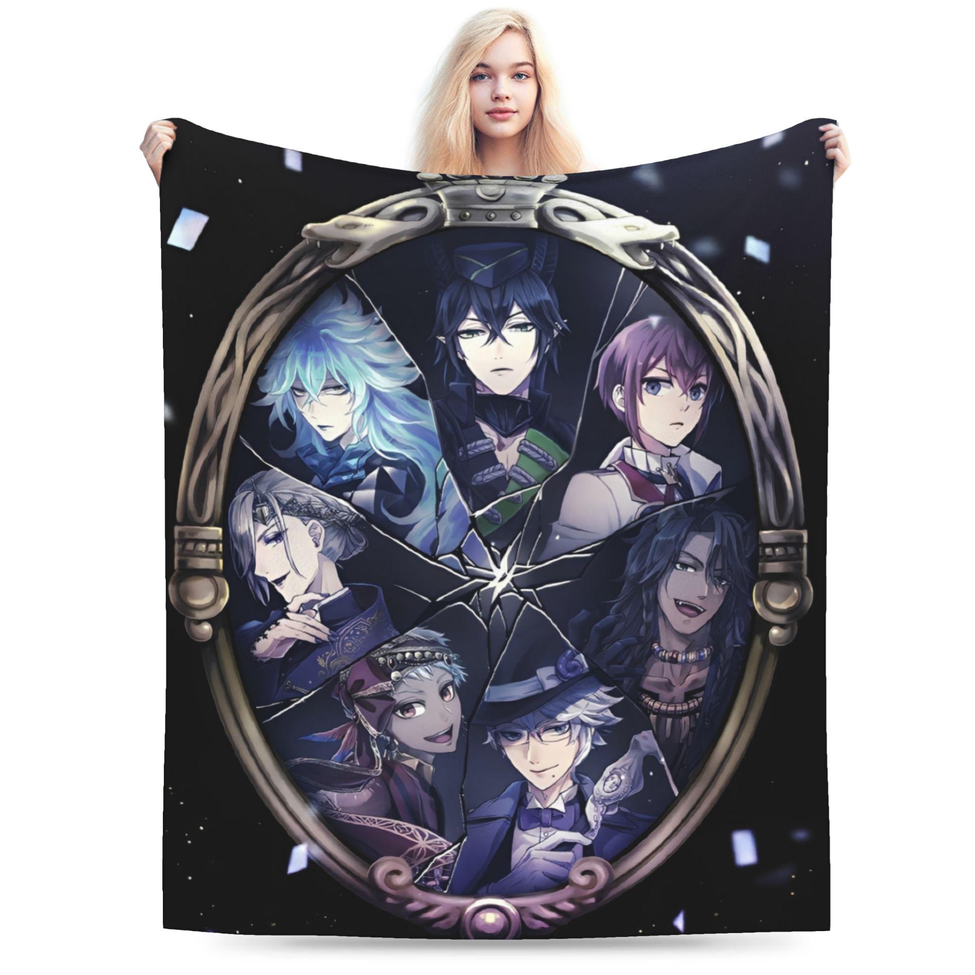 Helenal Unisex Twisted-Wonderland The Animation Anime Blankets Flannel Cozy Super Soft Throw Blankets For Bedding Rug Piece