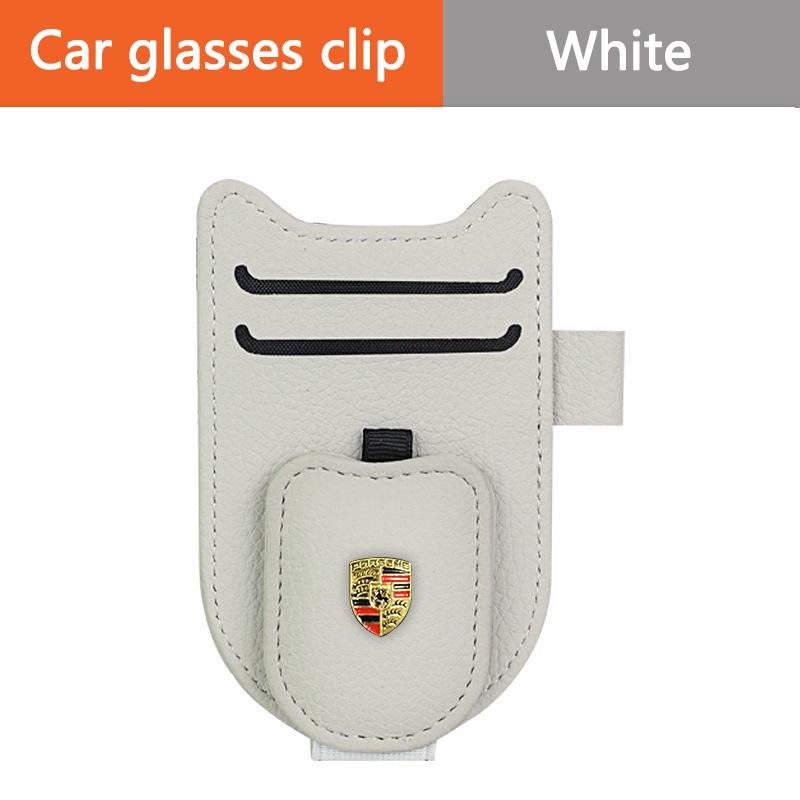 AAOO1 Car Sunglasses Clip Sun Visor Glasses Holder Card Holder for Porsche Cayenne Macan 718 Cayman Boxster Panamera Auto Accessories