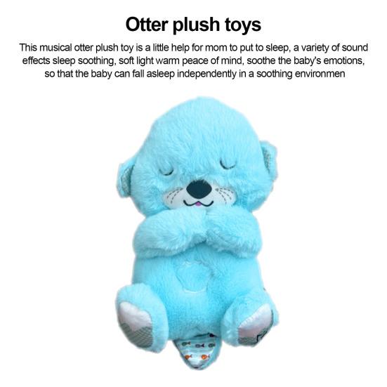 Musical Otter Plush Toy with Lullaby Soothing Sound Light Washable Breathing