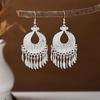 Ethnic Miao Silver Tassel Earrings - Retro Long Dangle Scenic Studs for Women