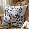 Cute S-Shirakami F-Fubuki Vtuber  Square Double-Sided Printed Pillow Case Sofa Cushion Cover Bedroom Bedside Decor