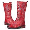 Fashion Women 'S Knee High Boots Soft Microfiber Leather Print Ladies Shoes Retro Style Platform Low Heel Woman Knight Long Boots