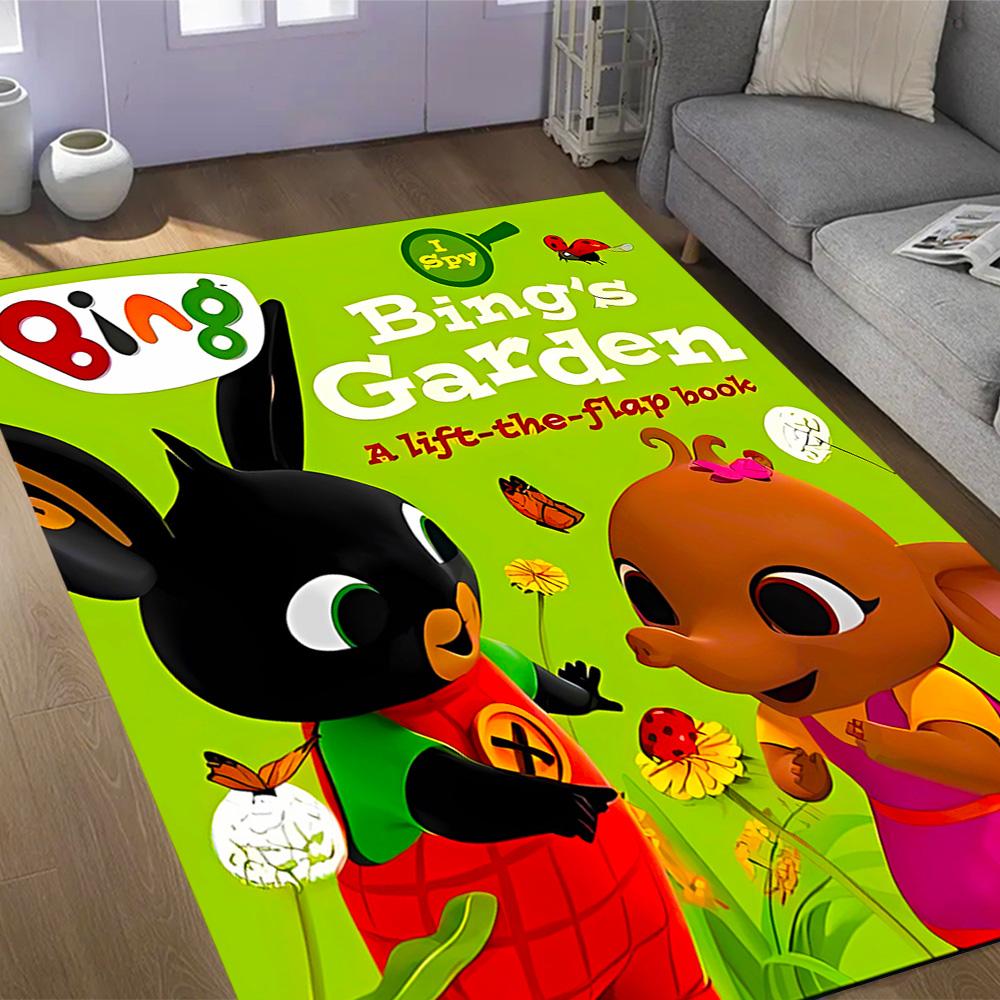Bing's Birthday Celebration Themed Anti-Slip Rugs - Polyester Home Decor, Suitable for Bedrooms, Living Rooms, Doorways, Studios, and Decorations