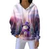 Women's Loose Comfortable Casual Fashion V-Neck Christmas Print Long Sleeve Hoodie