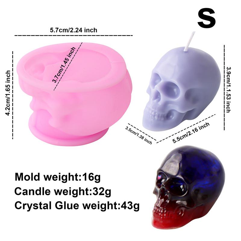 3D Skull Shape Silicone Mold DIY Halloween Skull Candle Silicone Mold Epoxy Plaster Home Decoration Resin Casting Art Crafts