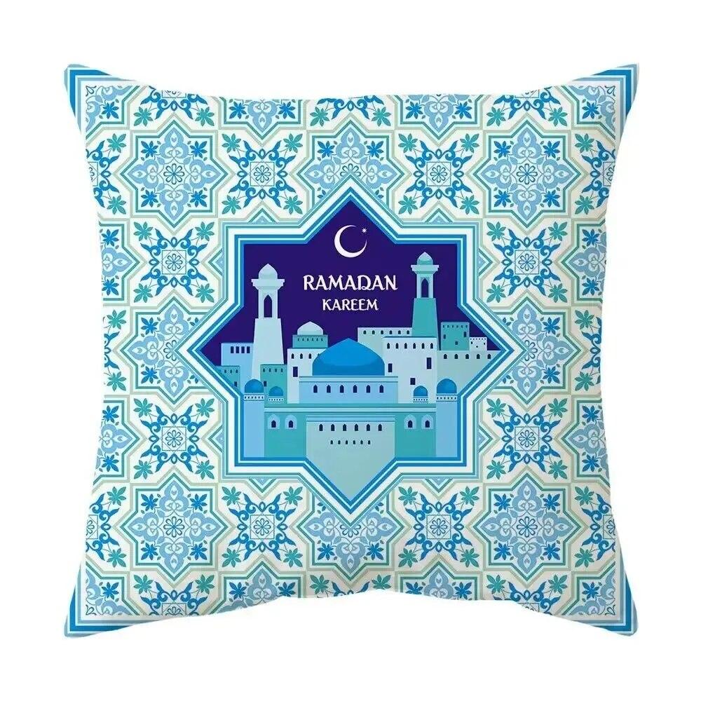 2024 Eid Mubarak Pillowcase Short Plush Comfortable Cushion Cover Islamic Ramadan Decorative Mosque Muslim Pillowcase Gift