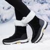 Women's Winter Leather Boots Women Winter Shoes Keep Warm Non-slip Black Snow Boots Ladies Lace-up  White Boots