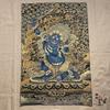 35"Thangka Embroidery Tibetan Buddhism silk Embroidery six arm Mahakala Vajra Buddha Thangka hanging screen Town house