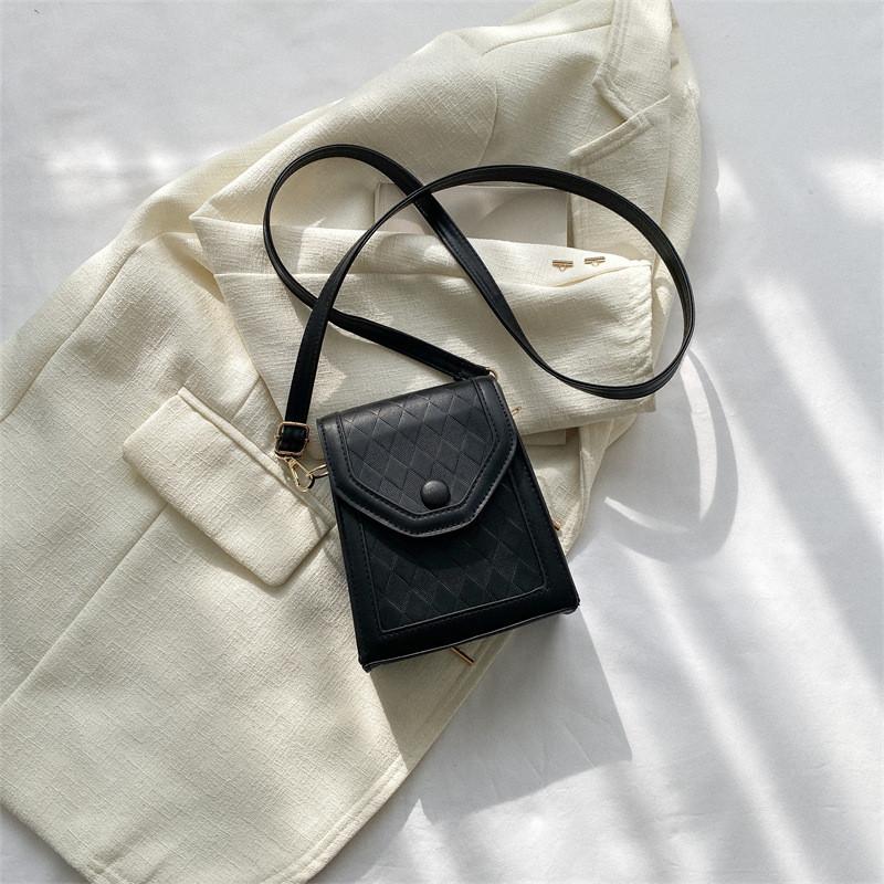 Chic Street Style Grid Shoulder Bag 2023 New Spring Summer Crossbody Phone Bag Black