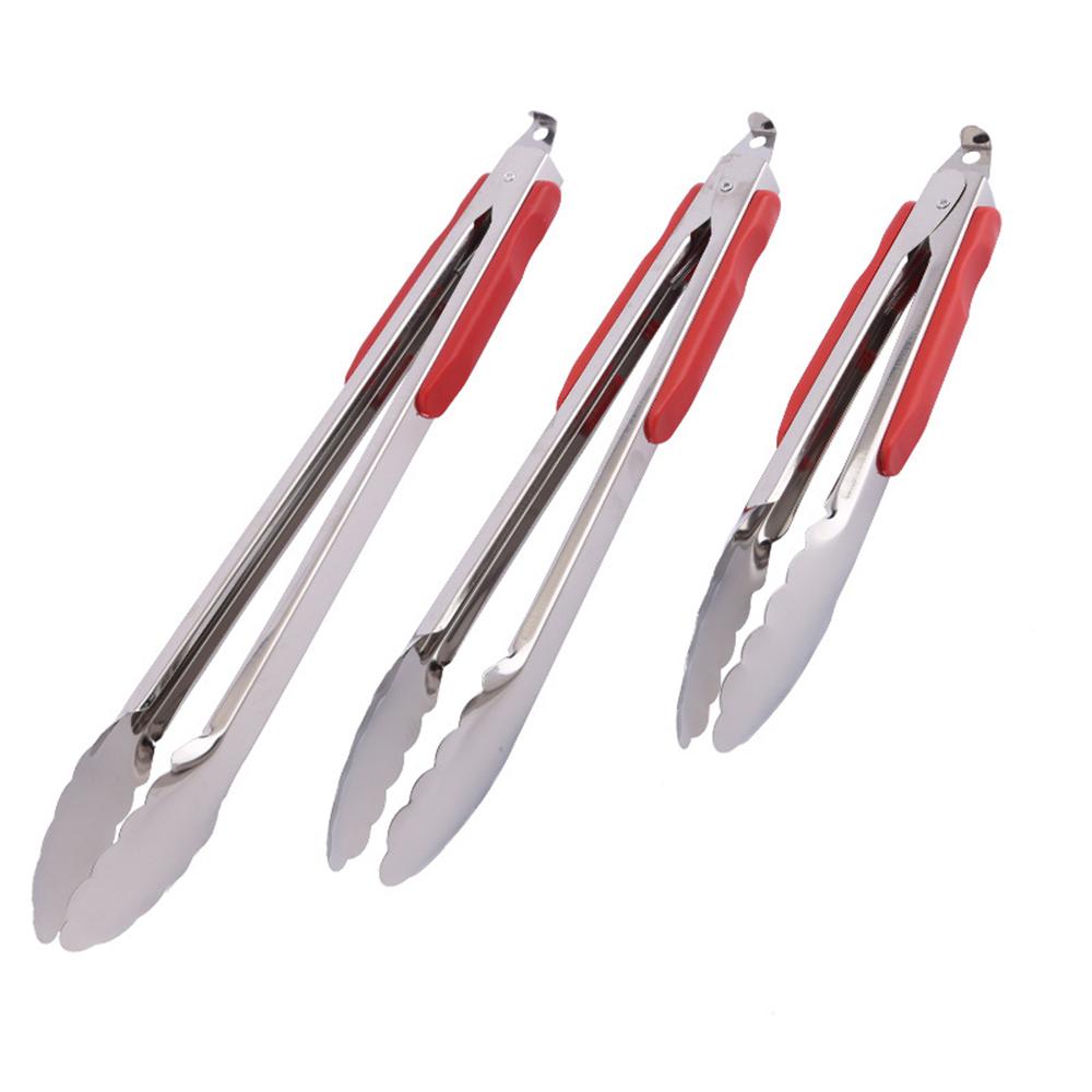 9"/12"/14" Barbecue BBQ Tongs Silicone Kitchen Cooking Salad Serving BBQ Tongs Stainless Steel Handle Utensil