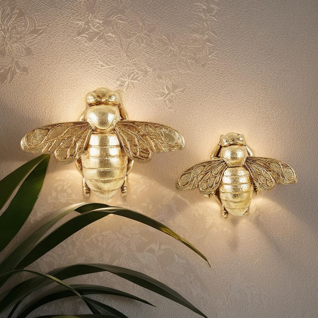 Creative Resin Gold Bee Craft Wall Hanging Decoration Indoor Insect 3D Bee Wall Decor Vintage Insect Background Wall Decoration