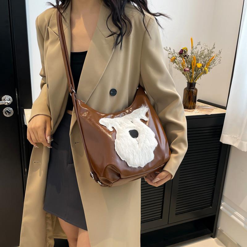 Autumn and Winter Retro Large-capacity Women's Backpack 2024 New Versatile Cute Cartoon Puppy Multi-purpose Shoulder Tote Bag