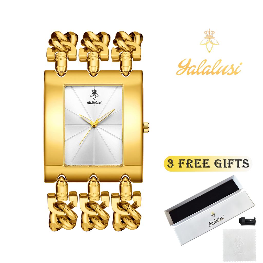 YaLaLuSi Men's Large-Dial Waterproof Quartz Watch: A Luxurious Skeleton Bracelet Watch Gift Reloj Mujer Boys