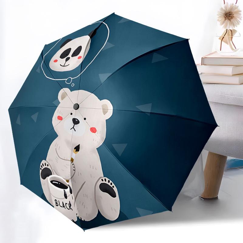 1pc Panda Bear Auto Open/close, All-Season Portable Folding Cute Umbrella for Women & Men, Travel, Everyday, Formal Events - 166