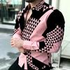 Must-have Geometric Triangle Print Long-sleeve Button-up Shirt for Men