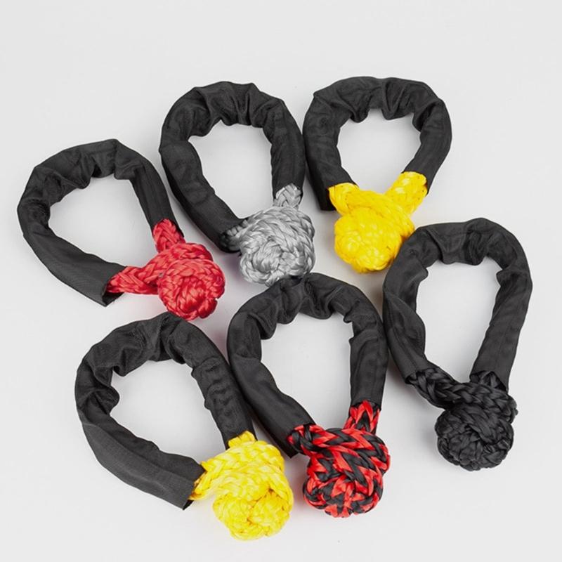 Synthetic Fiber Soft Shackle for Vehicle Recovery Road Towing Ropes Car Trailer Pull Rope with Protective Sleeve