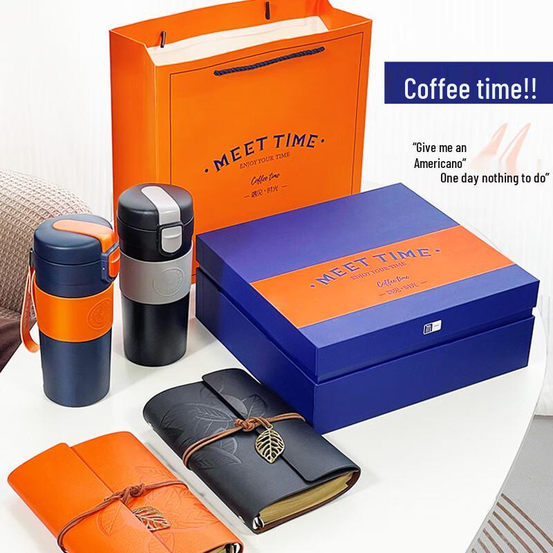 Hermes Orange 316 SS Insulated Cup & Travel Notebook Set