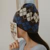 Women's Diamond Wool Knit Plaid Men's Beanie